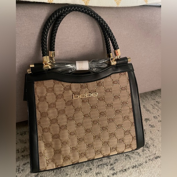 BEBE ๐ค๐ค Crystal Agathe Jacquard Crystal medium Satchel Handbag purse bag NWT - Picture 4 of 14